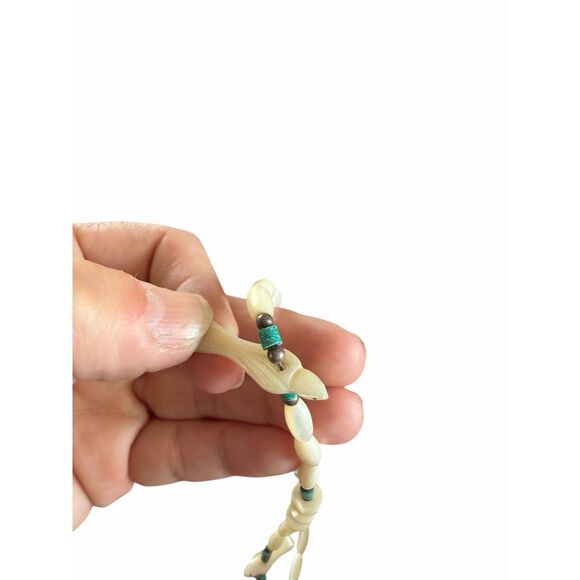 Heishi Shell Mother Of Pearl Turquoise Carved Birds Fetish Zuni Necklace 15” Vtg - Picture 4 of 4